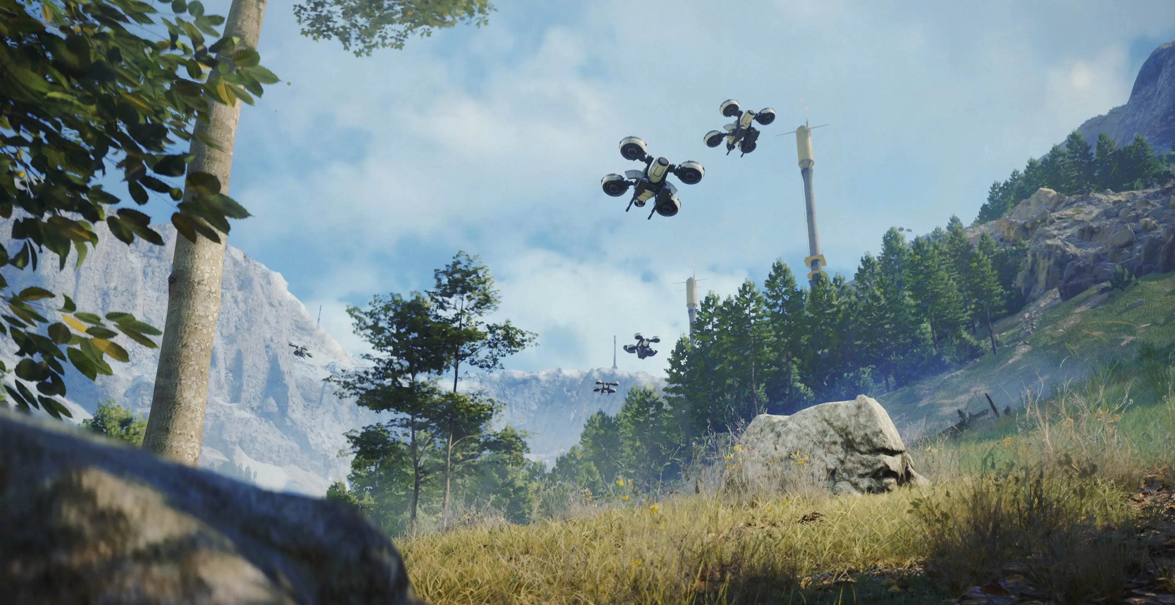 Wespen aus ARC Raiders auf dem Weg in die verschneiten Berge