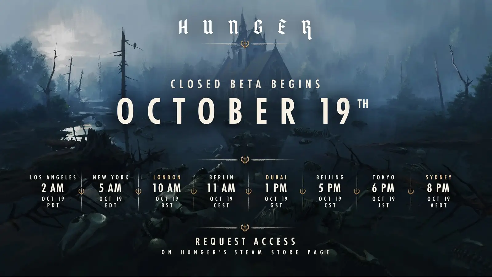 Offizielle Grafik zum Start der HUNGER Closed Beta am 19. Oktober