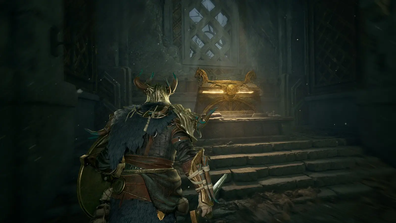 Gerüsteter Jäger in einem Gewölbe in Mistfall Hunter